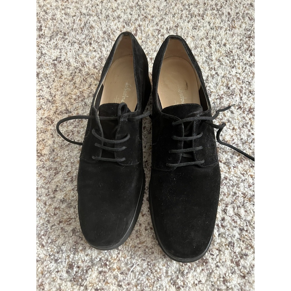 Salvatore Ferragamo Mens‎ Black Suede Leather Lace Up Sz 10.5 Made In Italy